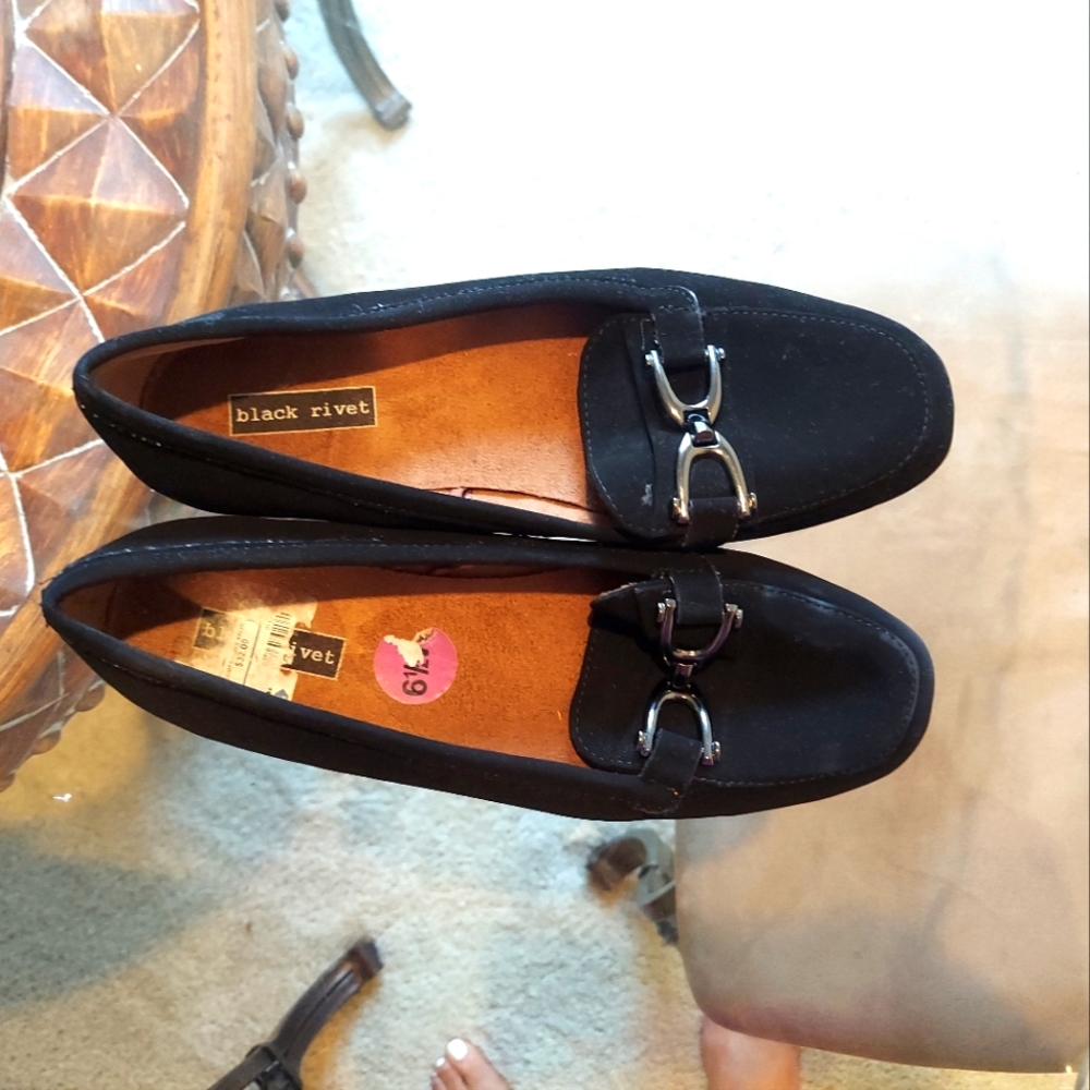 Black Rivet brand black loafers size 6.5 W